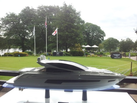 A Sunseeker Predator 68 model overlooks the grounds at The Mere Resort & Spa in Knutsford