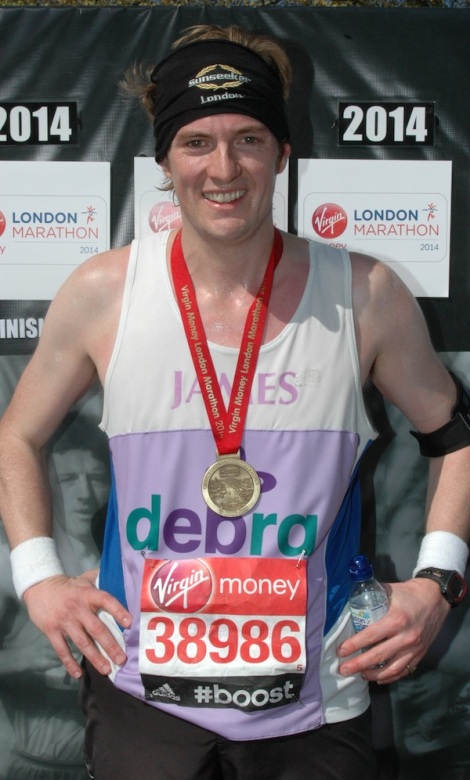 James Baker completed the London Marathon in 4 hours and 38 minutes for national charity DEBRA