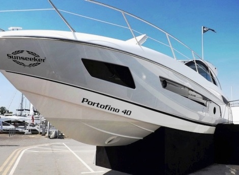 The Portofino 40 was showcased on a specially constructed stand by the Sunseeker Exhibitions Team