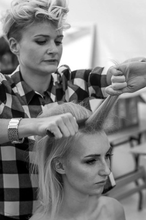 Dune Hair & Beauty's stylists hard at work for the British Beach Polo Championship fashion show