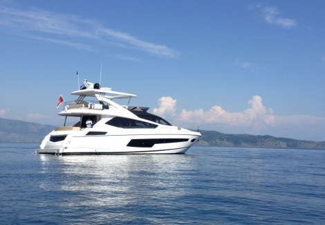A Sunseeker 75 Yacht will be on display at the Sunseeker Poole Ex-Demonstrator Weekend