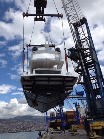 The Manhattan 65 is unloaded from the ship for handover in Turkey